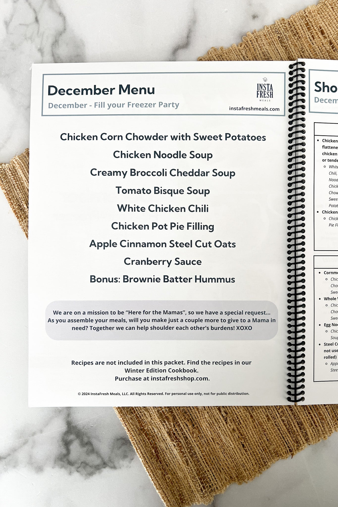 WINTER FILL YOUR FREEZER PACKET - (PRINTED VERSION)