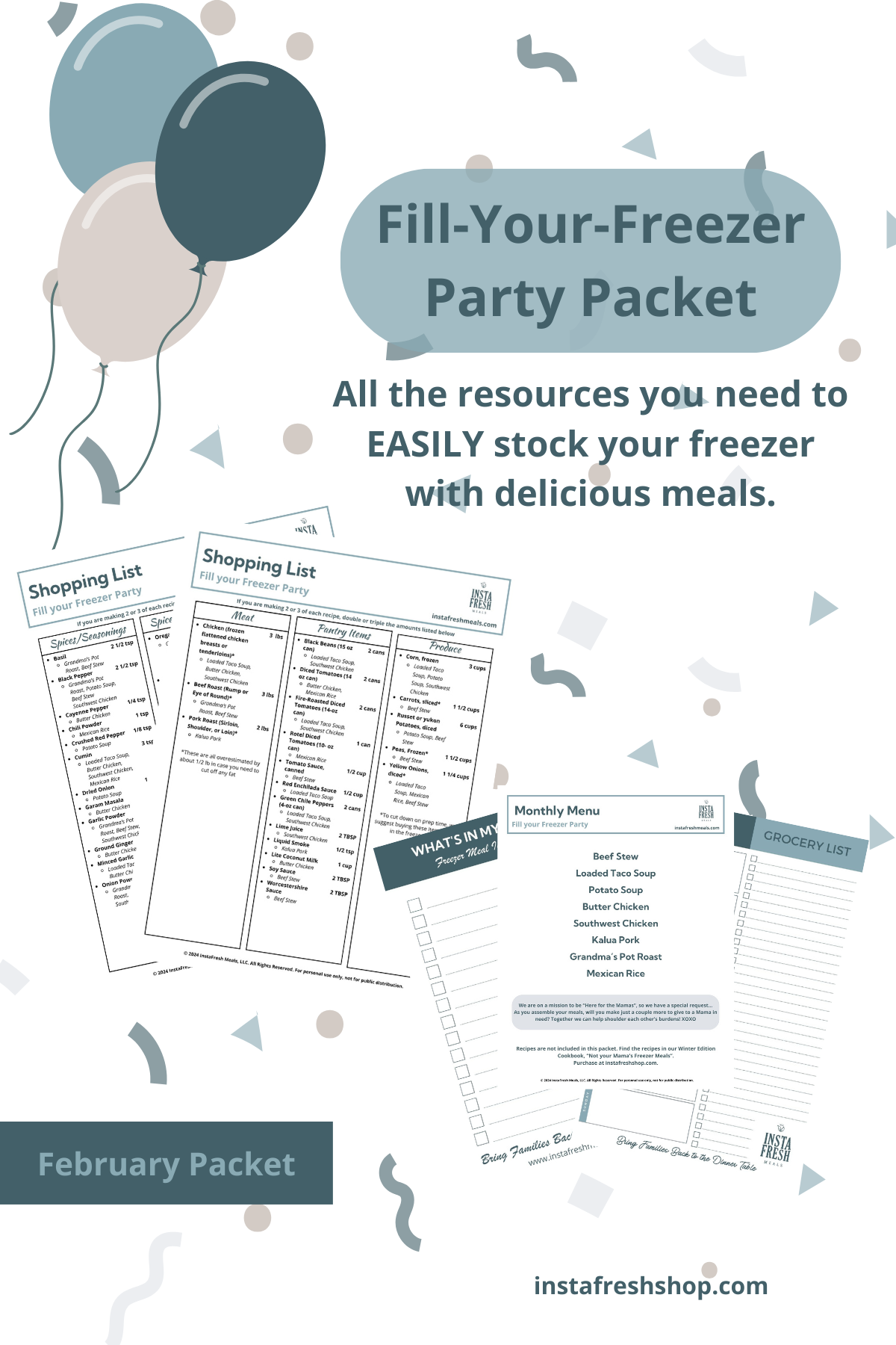Fill-Your-Freezer Party Packet - FEBRUARY MENU